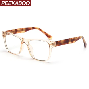

Peekaboo men's square glasses for women brown black grey acetate optical glasses frame tr90 clear lens korean style unisex