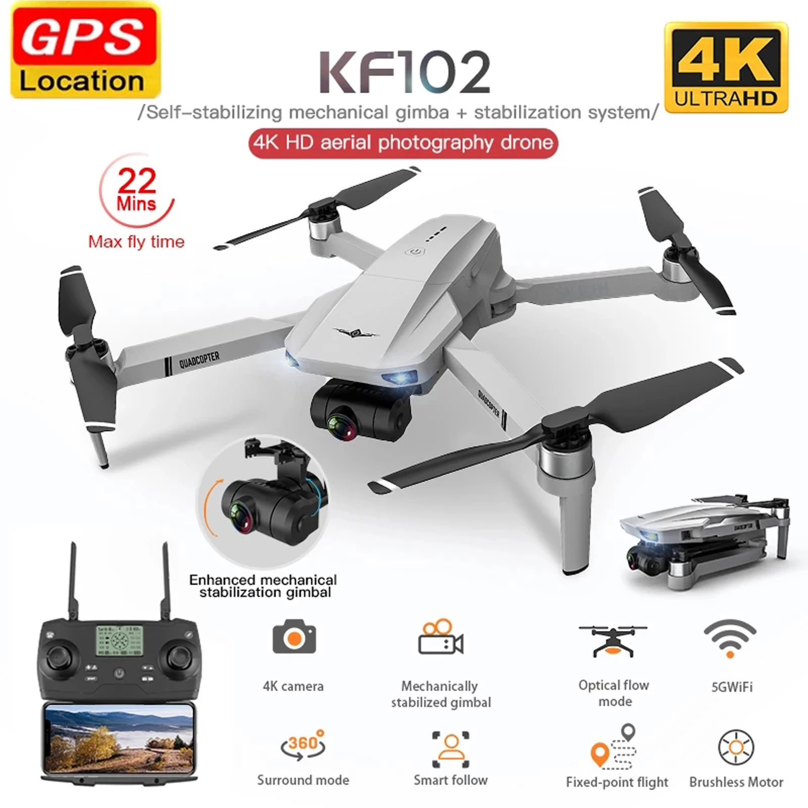 KF102 Drone Profesional GPS 4K 