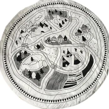 

Round Baby Play Mat Soft Padded Crawling Blanket 95Cm Kids Car Track Puzzle Rug Children Play Crawl Carpet Mat Photo Props