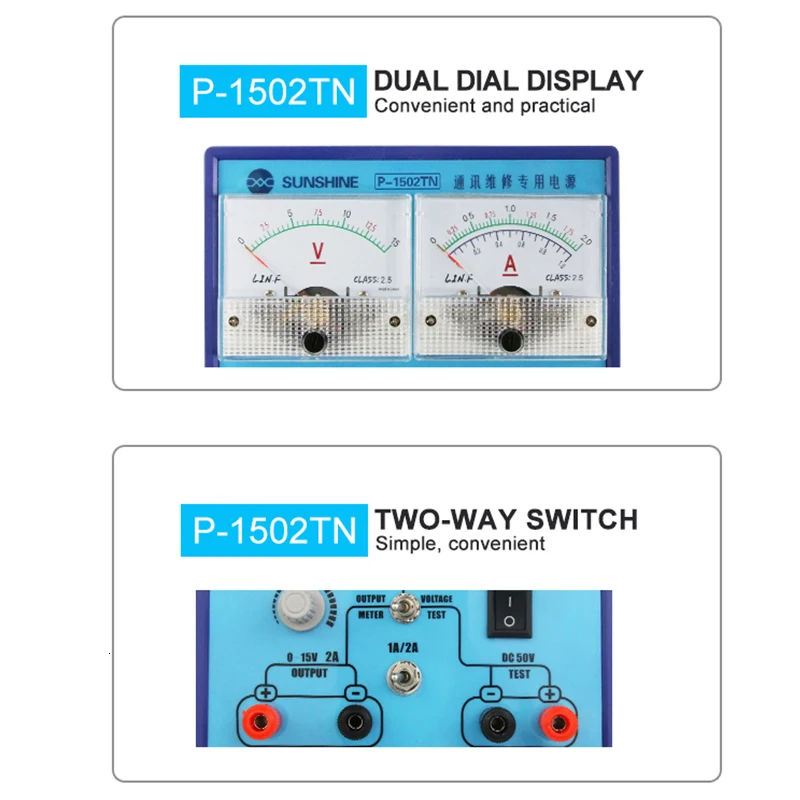 Sunshine P-1502TN Мини DC Питание 15V 2A Регулируемая постоянная Температура Напряжение и текущим измерением для наладки телефона