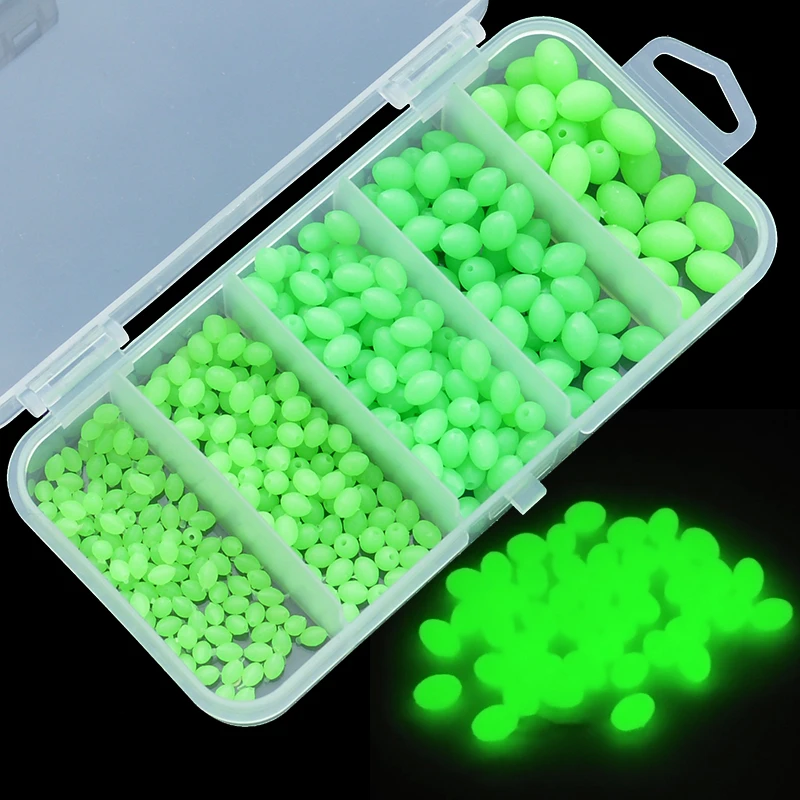 Luminous Fishing Beads 375pcs/set Soft Rubber Oval Floating Glow