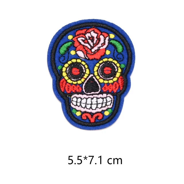 Skeleton Skull Patches For Clothing Badges Goth Gothic Embroidered Appliques Sewing Iron On Patch Tranfer Sticker For Clothes 2