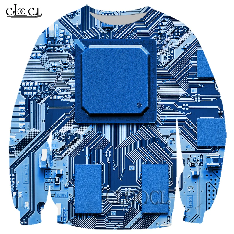 

HX Newest Popular Electronic Chip Fashion Men Women 3D Print Harajuku Sweatshirt Hip Hop Unisex Hipster Couple Tops