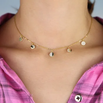 

Elegant 925 sterling silver necklace moon universe dangle charm choker chain necklace fashion for women wedding jewelry party