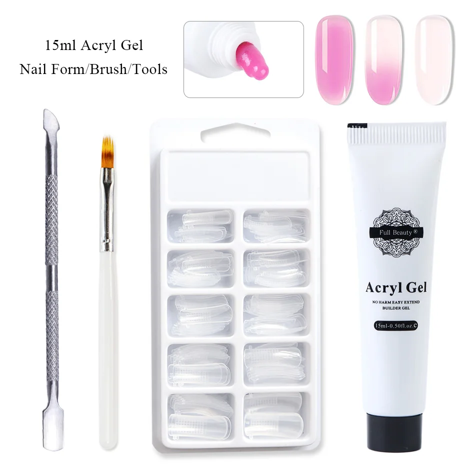 15ml Acrylic Permanent Temperature Change Glue Nail Extension Jelly UV Builder Gel White Pink Clear LED Lacquer Manicure JI1522 - Color: Rose Set
