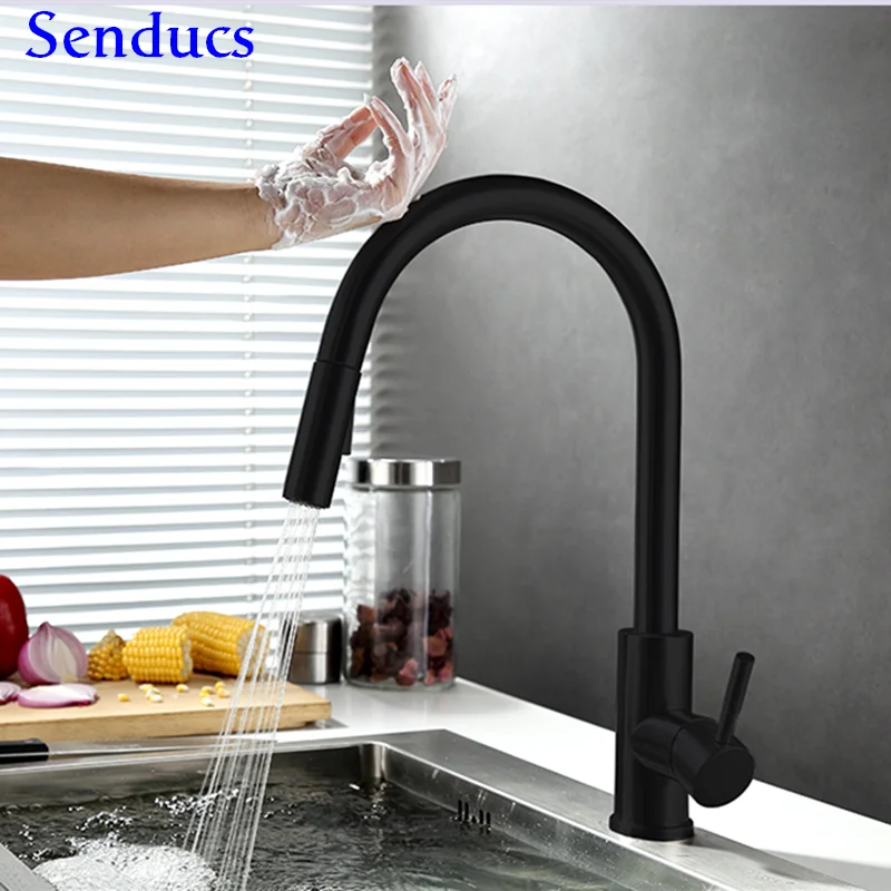  Touch Kitchen Tap Senducs Pull Out Kitichen Faucet Intelligent Touch Sensing Kitchen Sink Faucet Bl - 4000321893928