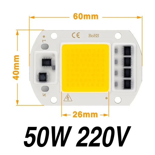 AC220V 5 шт./лот светодиодный шарик 50 Вт 30 Вт 20 Вт Холодный белый Теплый белый растительный светильник COB чип высокой яркости для дома прожектор светильник Точечный светильник DIY - Цвет: 50W Cold White