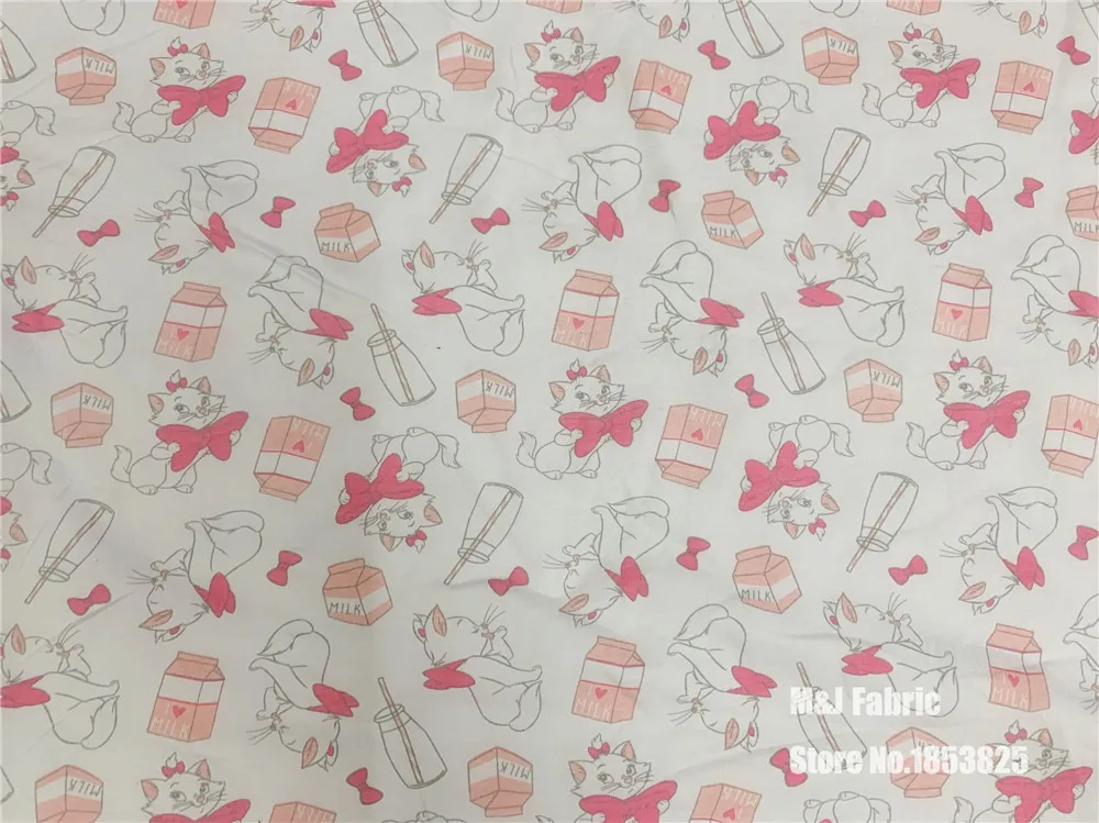 50*170 см, эластичная трикотажная хлопковая ткань с рисунком кота Марии для шитья своими руками, Лоскутная Одежда для маленьких девочек, рубашки, пижамы, шапка, шитая ткань