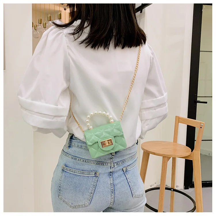 Dikaril Women Mini Handbag New Elegant Shoulder Messenger Portable Chain Bag Girl Cute Bag Pearl Crossbody Rhombus Small Bags