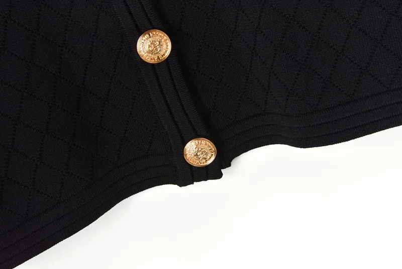 Роскошные дизайнерские женские модные пальто с длинными рукавами топ + короткая юбка золотистые пуговицы вязание 2 шт костюм прозрачный