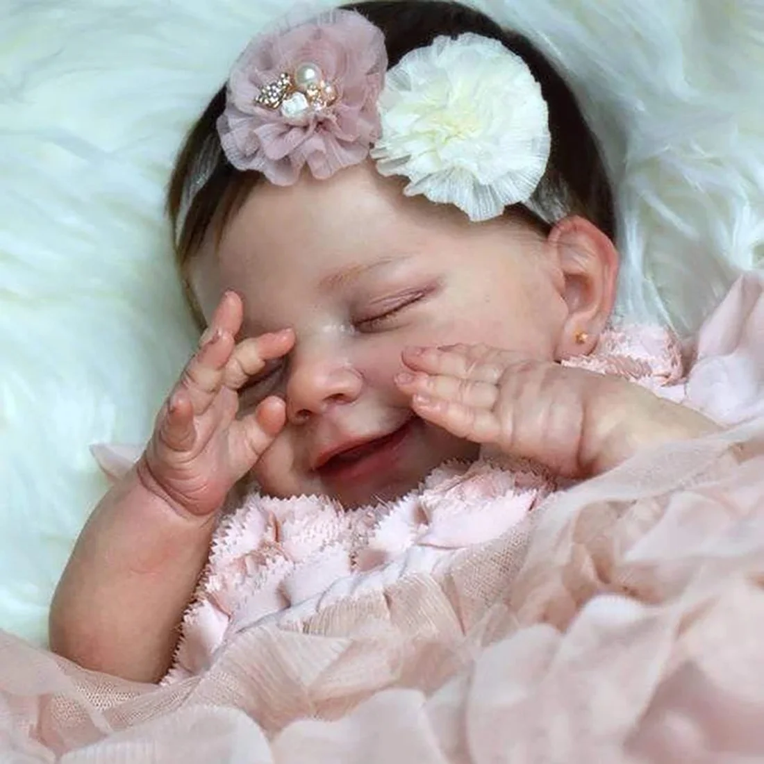 

20'' Cute Haylee Real Reborn Baby Stuffed Doll Girl'S Toy Gift For Pre-Pregnancy Education - Silicone Body (Random Clothes)