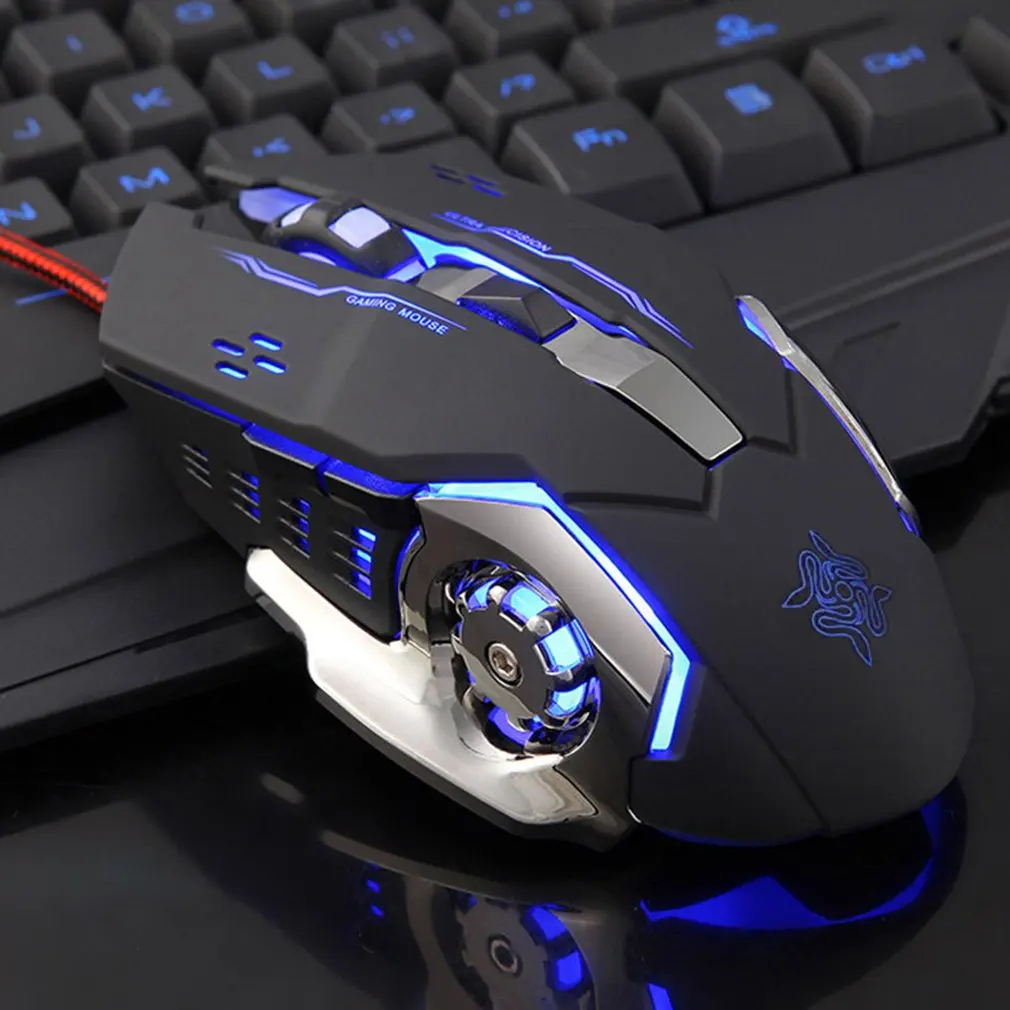 Эргономичная Механическая игровая мышь 3200 dpi 6 кнопок компьютерная мышь светящаяся USB Проводная мышь для ПК компьютера ноутбука