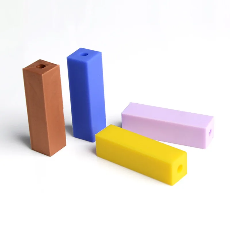 50 шт. DIY Детский Прорезыватель Cuboid силиконовая бусина прямоугольник ребенок Teeth in кормящих еда класс пустышка цепи ювелирные изделия Аксессуары игрушка подарок силиконовые бусины прорезыватель грызунок