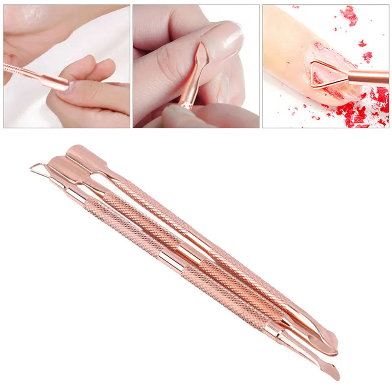 

3PCS/Set Rose Gold Nail Cuticle Pusher Clipper Scissor Nipper Tweezer Picker Stainless Steel Manicure DIY Nail Art Tools Kit