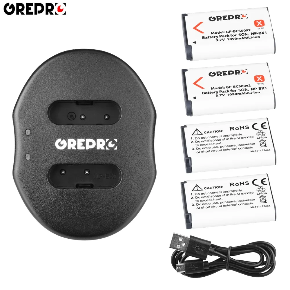 GREPRO NP-BX1 NP BX1 Батарея& USB Dual Зарядное устройство для SONY DSC RX1 RX100 RX100iii HX300 HX400 HX50 HX60 M3 M2 RX1R WX300 GWP88 AS15