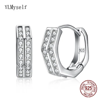 

Charming unique Real silver irregular earring high quality shiny CZ jewelry fast shipping 925 Sterling silver hoop earrings