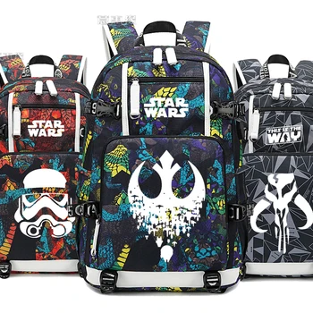 

Anime Star Wars Backpack USB Charging Bag for Teenager Boys Girls School Bag Laptop Bag Cosplay Snake Pattern