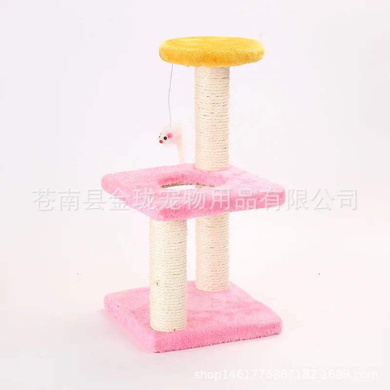 

Pet Cat Toy Sisal Cat Climbing Frame Three-Column Three Layer Claws Grinding Medium Cat Climbing Frame Deconstructable Assembly