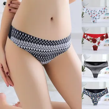 

Floral Print Seamless Panties Women Underwear Girl Utra-thin Briefs Intimates One Piece Sport Underpants Sexy Lingerie
