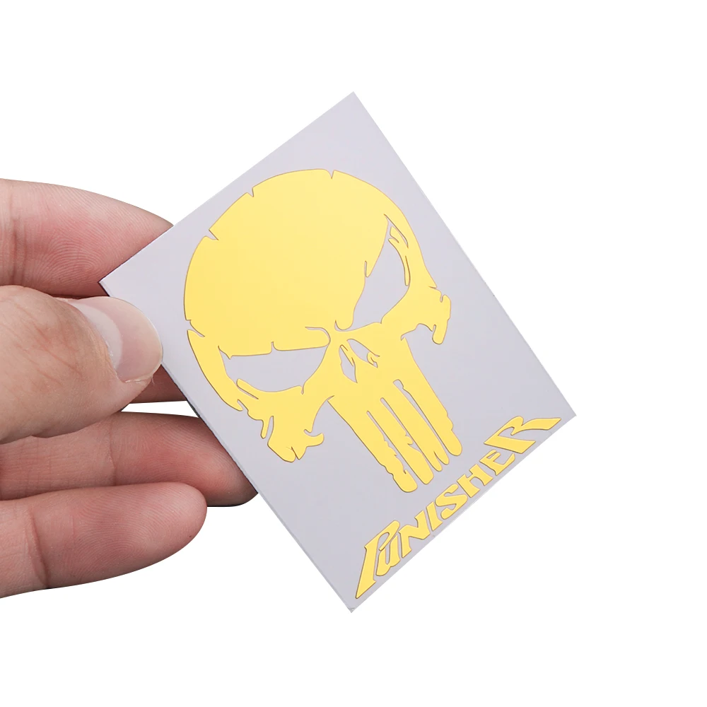 Gold-1pcs Автомобильный стиль, 3D светоотражающий Каратель, Череп, металлическая эмблема, наклейка, значок для мотоцикла, велосипеда, телефона, украшение автомобиля, интерьерные наклейки - Название цвета: Gold-1pcs