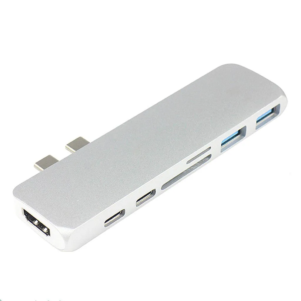 WH Ouhaobin7в1 концентратор Usb Type C адаптер для HDMI 4 K видео для ноутбука с SD/TF кард-ридером Usb зарядка для мобильного телефона - Цвет: WH