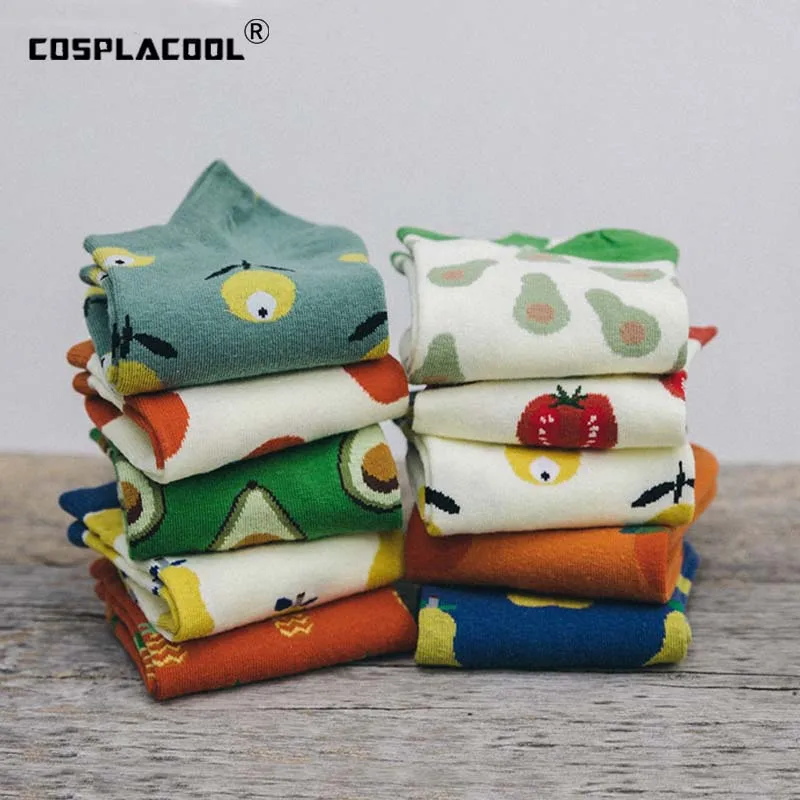 Женские забавные носки с фруктами и авокадо в стиле Харадзюку рисунком ананаса