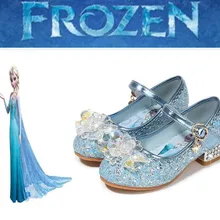 Обувь для женщин и девушек; Корона Анны и Эльзы из мультфильма «Холодное сердце»; обувь с украшением в виде кристаллов принцессы туфли на высоком каблуке, новинка
