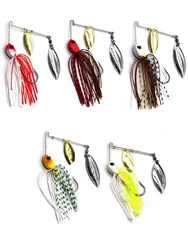 5Pcs Spinner Hard Bait Fishing Lure Wobbler Lure Metal Jig Jigging Lure Swimbait Spinnerbait Spoon Artificial Fishing Beard Bait