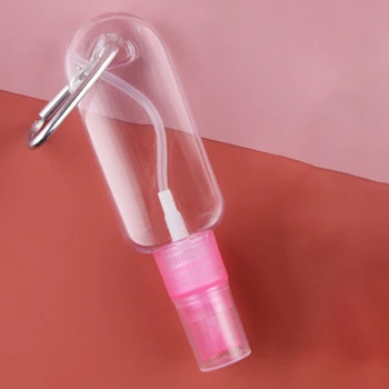 

5pcs Reusable Portable Mini Size Alcohol Spray Bottle 50ml Empty Hand Sanitizer Travel Small Size Holder Hook Keychain Carrier