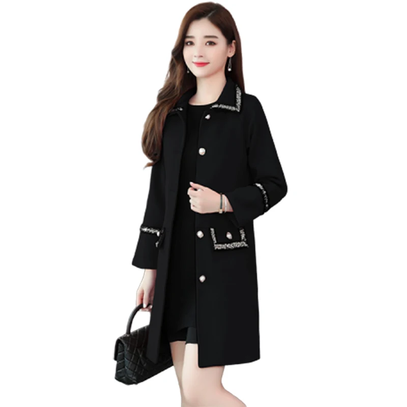 Осенне-зимняя шерстяная Женская куртка большого размера, модная Высококачественная офисная куртка, элегантная женская Корейская повседневная куртка 40/90 кг F1121