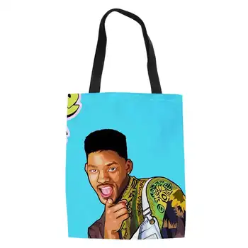 

Fresh Prince Canvas Tote Female Single Shopping Bags Large Capacity Women Canvas Beach Bags Print Casual Tote Bag