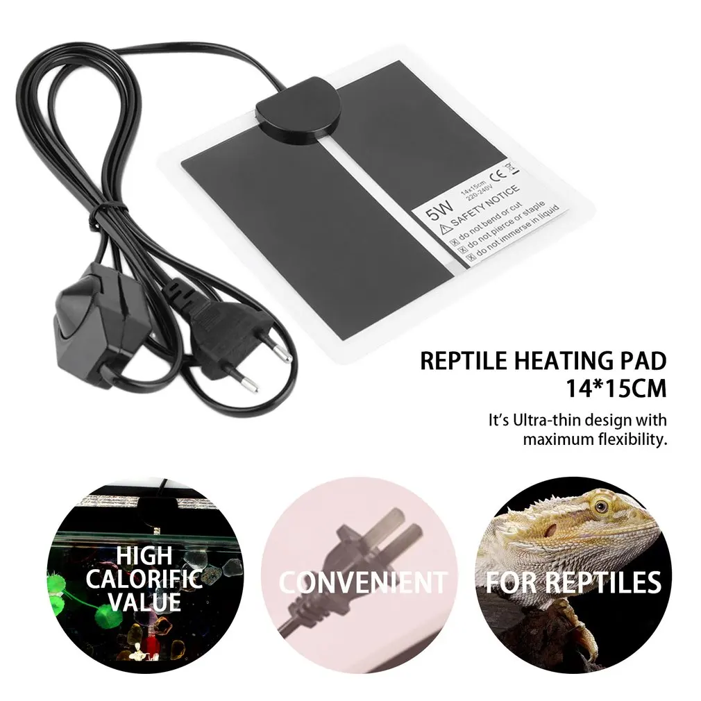 En venta 5W 220-240V reptil almohadilla de calefacción 14*15cm calor Mat enchufe de la UE perro calentador con Gato cama de regulación de temperatura enchufe de la UE 531y0bVrDjr
