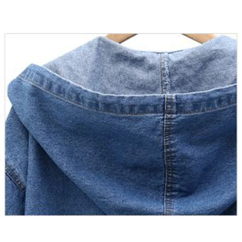 L-4XL Плюс размер пальто Casaco джинсовые куртки женские длинные пальто с капюшоном Caidigan джинсовая куртка Demin Veste Femme Тонкое Пальто Harajuku