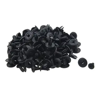 

100 Pcs Car Fender Push Type Black Plastic Rivets Fastener 6mm Hole