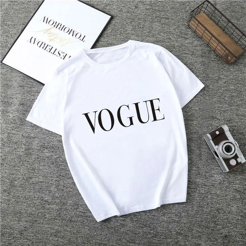 Poleras Mujer De Moda летняя футболка Женская Vogue с буквенным принтом Vogue Harajuku футболка плюс размер панк Футболка Camiseta Mujer - Цвет: 1165