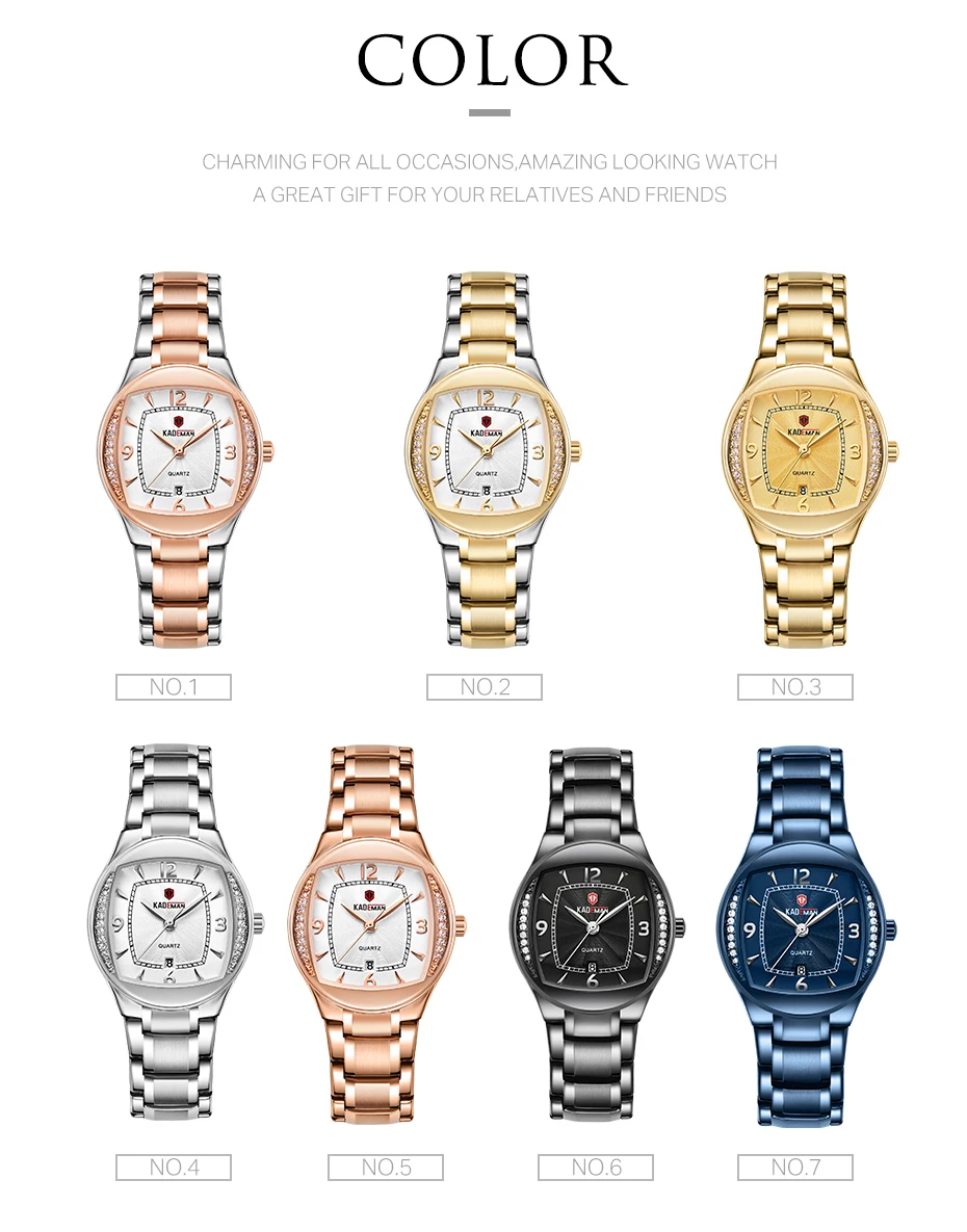 KADEMAN, новинка, роскошные женские наручные часы, полностью стальные, с кристаллами, под платье, часы, Топ бренд, модные женские часы, 3ATM браслет, элегантные женские