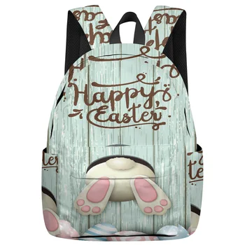 

Easter Bunny Eggs Holiday Blue Lovely Spring Animal Humor Backpack College Students Laptop Backpack Book Bag Casual School Bag
