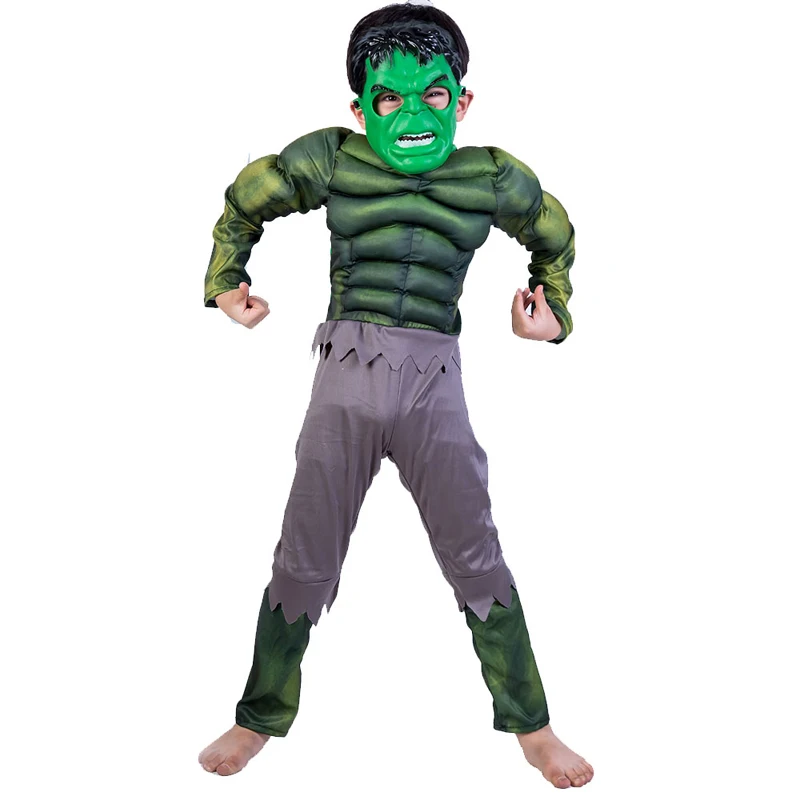 Новогодний карнавальный костюм зеленого цвета «Невероятный Халк», костюм Мстителей на Хэллоуин для детей, маскарадный костюм для мальчиков