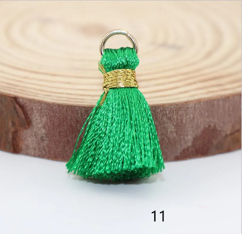 11 Green 10 шт. 2 см красочные полиэфирные кисточки мини-кисточка бахрома ювелирные аксессуары-кулоны застежки для сережек DIY материал декор кисточкой Кружева - Цвет: 11 Green