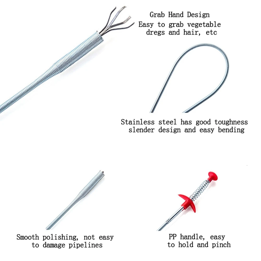 Сливной Змеиный очиститель Слива палочки для удаления забивания чистящие инструменты Инструменты для копания волос Очиститель для кухонной раковины, ванной комнаты, туалета