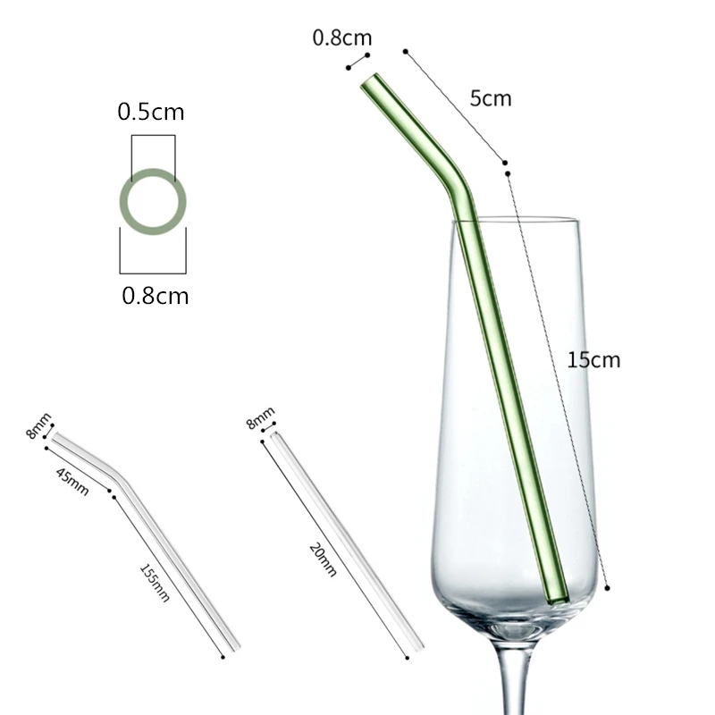 Eco-Friendly Multi-Color Glass Straws Set - Reusable and Healthy Drinking Straws