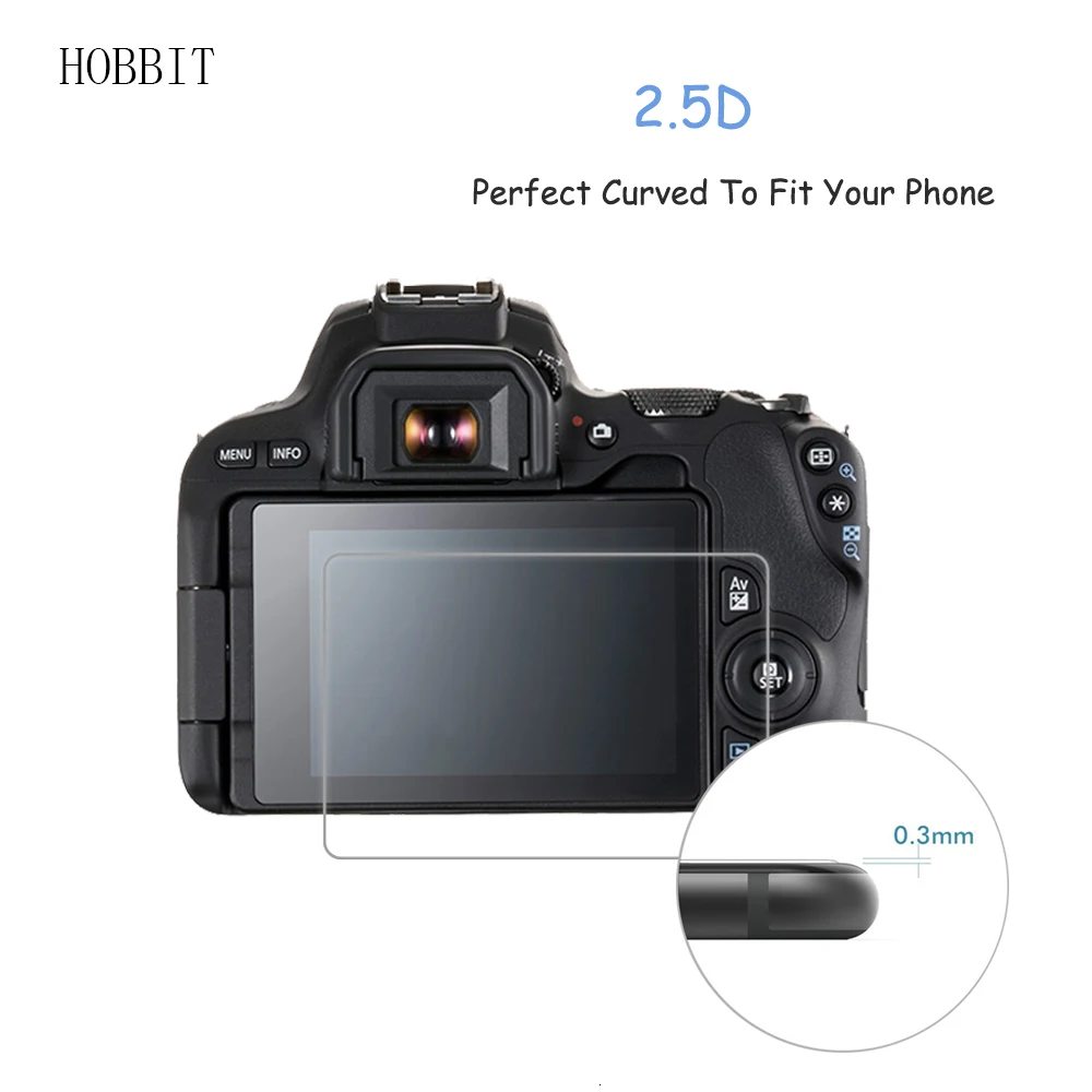 2 упаковки для Canon EOS 200D/Kiss 9 0,3 мм 2.5D 9H прозрачная защитная пленка из закаленного стекла для цифровой камеры ЖК-дисплей с защитой от царапин