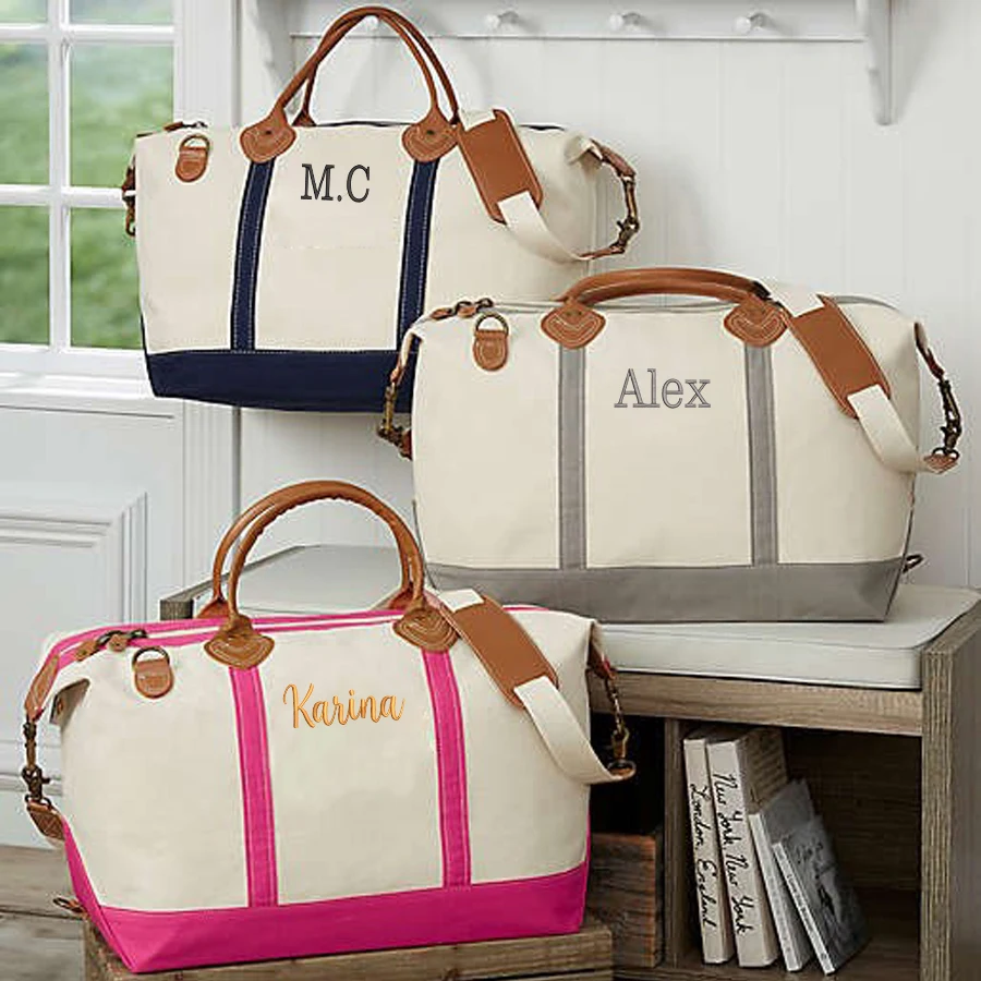 Monogrammed Canvas Weekender Bag