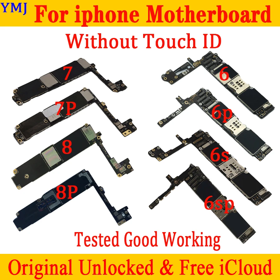 Материнская плата для iPhone 6 plus 6s 7 8 100% оригинальная б/у без Touch ID с полным чипом tes |
