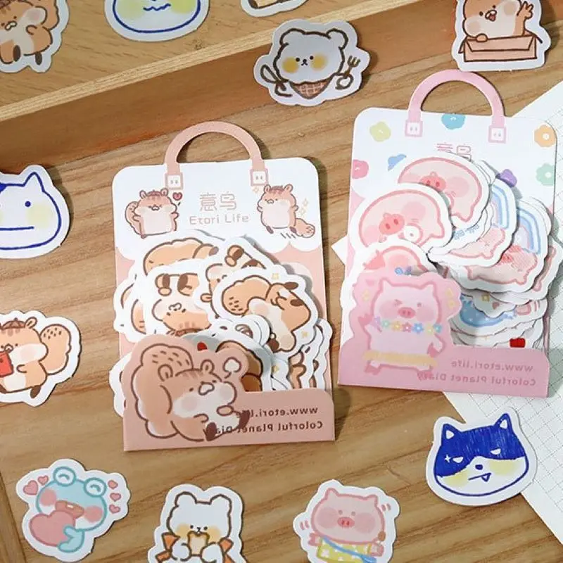 Anime Cartoon Stickers Cute Animal Children's Labels Stationery Frog Bear Shape Aesthetic Stickers Decorative Supplies Wholesale 200pcs roll 2 5x4cm cute cartoon name stickers blank writable labels for school kids classification marking stationery sticker