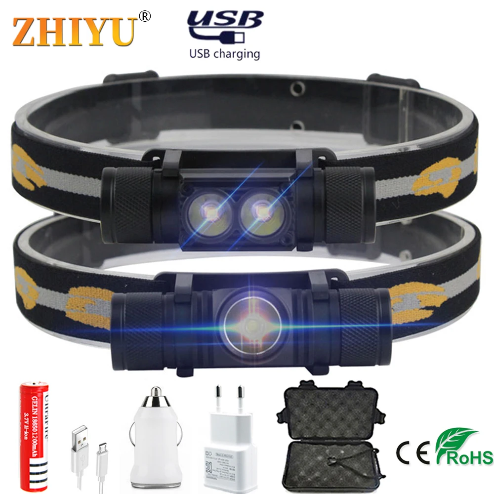 

XM-L2 LED Portable Mini Headlamp High Power 3800lm Headlamp 18650 Rechargeable Head Torch Camping LIght Waterproof Flashlight