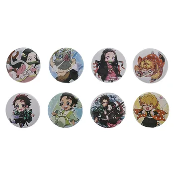 

8pcs/set Anime Demon Slayer: Kimetsu No Yaiba Kamado Tanjirou Cosplay Bedge Cartoon Collect Bags Badges Button Brooch Pins