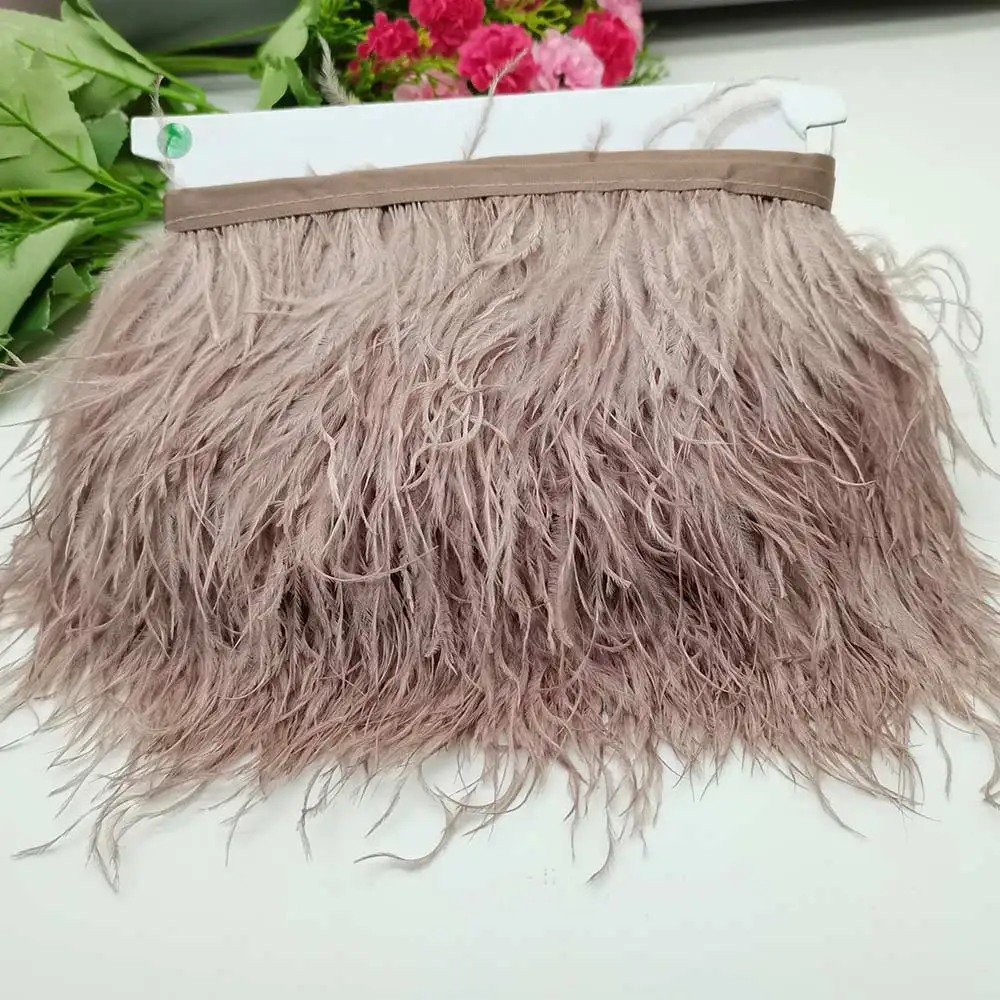 Ostrich Feathers 10Yards Natural Ostrich Feather Ribbon Length 8-10cm Feather Trim Fringe DIY Costumes Sewing Clothing Accessories