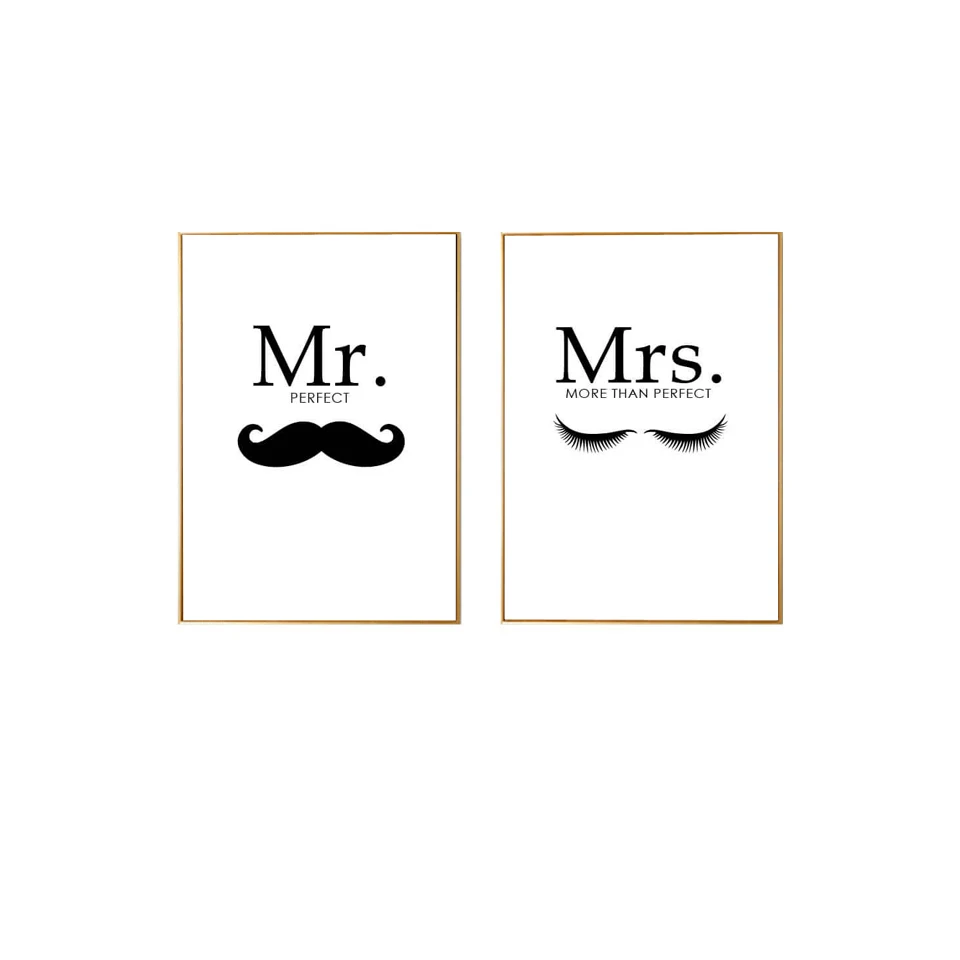 Mr Mrs family простые цитаты настенное Искусство Холст плакат минималистичный принт пара юбилей картины для декора гостиной