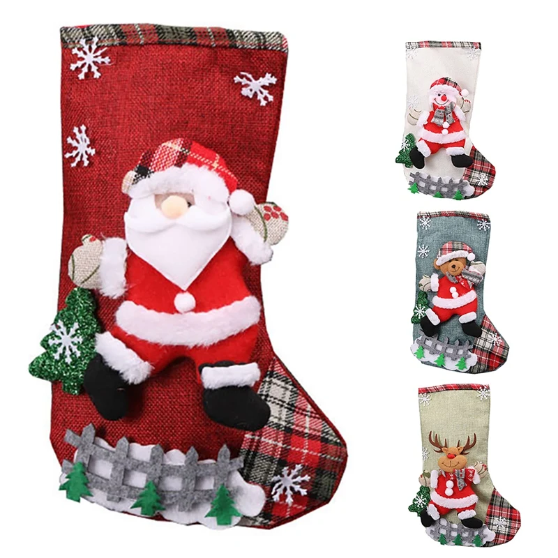 JUNMAONO Decoraciones de Navidad Botas de Caramelo para Niños Decoraciones de Navidad Bolsas de Regalo Pequeñas Calcetines Navideños Decoracion Navideña para Árbol con Media de Navidad 